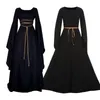 Damen Mittelalterliches Vintage-viktorianisches Renaissance-Gothic-Kostüm Ballkleid Langarm bodenlanges Kleid H71