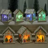 Christmas log cabin Hangs Wood Craft Kit Puzzle Toy Christmas Wood House with candle light bar Home Christmas Decorations gift