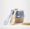 Vete Straw Bowl Spoon Set Kids Cartoon Panda Bowl Spoon Anti-Scald och Anti-Fall Mikrovågsugn Användning Bow