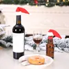 Décorations de Noël 10pcs Mini Santa Claus Chapeau Bouteille de vin Couvre Coupe Cap Décoration Fête Table Décor pour la maison Année Noël1