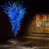 Grand Bleu en verre de Murano Lustre Lumière moderne LED gros verre soufflé Lampe en cristal Lustre
