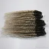 4T24 # 1BTGray12 14Inches Micro Ring Hair Extensions 400s / Lot Kinky Hair 12 14Inches 0,5G Strand 4T27 Kinky Curly Micro Ring Loop Hair