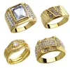 Hiphip Full Diamond Ringar för Mens Toppkvalitet Fashaion Hip Hop Tillbehör Cryptal Gems 925 Silver Gold Ring Partihandel