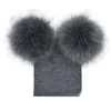 Barn hatt toddler barn baby varm vinter ull hatt stickning beanie faux päls pom pom hatt baby pojke tjejer utomhus lock