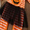 Baby Halloween Romper Crianças Pumpkin Impresso manga comprida Macacão Listrado roupas Crianças designer atacado Traje de Halloween 2 Estilos