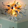 ランプのカラフルなクリスタルシャンデリア手の吹きのムラノガラスの天井灯は、リビングダイニングルームのための球根のティファニーかわいいペンダントのランプを導きました