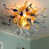 Lampa färgglada kristall ljuskronor handblåst murano glas taklampor led lampor tiffany vackra hängande lampor för vardagsrum