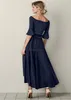 Modest Hi Low Mother Bride Dresses Bateau Neckline Ankel Längd Half Sleeves Groom Brudens brudklänningar Asymmetry Evening Wear Gowns 2019