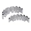 personalized White Gold CZ Cubic Zirconia Teeth Grills Hip Hop Vampire Bling Fang Grillz Iced Out Full Diamond Tooth Cap Mens & Womens