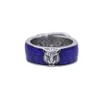 Europe et États-Unis rétro S925 bague en argent sterling pour hommes en émail bleu tête de tigre bague dames tête de tigre couple bague 296i