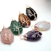 20st ädelsten Teardrop Tree of Life Pendant Natural Healing Crystal Chakra Pendant Charms Wholesale Rose Gold Copper Wire Wrapped Smycken