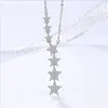 S925 Sterling Silber glänzend sieben Sterne Halskette Mode Kubikzirkonias Anhänger Halskette Frauen rosariode Gold Silber Halskette
