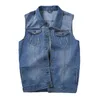 Idopy Classic Denim Vest Men Sleeveless Jean Jacket Vests Turn-down Collar Waistcoat For Men Big and Tall Plus Size M-8XL