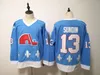 Vintage Quebec Nordiques 10 Guy Lafleur 21 Peter Forsberg 13 Mats Sundin 19 Joe Sakic 26 Peter Stastny White Baby Blue Ice Hockey Jerseys