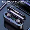 F9 TWS trådlösa hörlurar Digital LED -display Bluetooth v5.0 Earbuds Bluetooth -hörlurar med 2000mAh Power Bank Headset DHL Ship