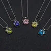 Mignon Or Rose Ours Patte Chien Chat Bijoux Mariage Rose Amour Empreinte Crysatal Pendentif Collier