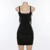 Casual Dresses PU Leather Sexy Bodycon Women Party Evening Club Wear Bandage Dress