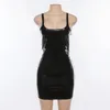 Vestidos casuais pu couro sexy bodycon mulheres festa noite clube desgaste bandagem dress2059