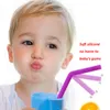 Drinking Straw Silicone Stripes Straw 6 color Silicone Eco Straws Reusable for 800ml Mugs Smoothie Flexible Sucker DH0011