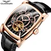 Guanqin 2018 Nieuwe horloge Mannen Automatische Tourbillon Skelet Mechanische Waterdichte Gouden Klok Topmerk Luxe Relogio Masculino