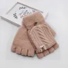 Offre spéciale, 1 paire de gants à la mode pour enfants, hommes et femmes, garde au chaud, doux, tricoté, Convertible, à rabat, sans doigts, hiver