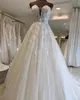 A Line Wedding Dresses Strapless Tulle Applique Sequins Wedding Dresses Sweep Train Bridal Gowns Bohemia Vestidos De Novia