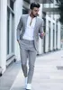 Light Grey Men Wedding Tuxedos Peak Lapel Slim Fit Groom Tuxedos Excellent Men Blazer 2 Piece Suit Prom/Dinner Jacket(Jacket+Pants+Tie)2535