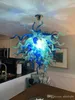 Moderne Art Déco Bleu Ombre Lustres Maison Intérieur Pendnat Lumière Murano Style Verre Suspendu LED Lustre 28 pouces pour Salon