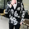 Sonbahar Blazer Hombre Erkek Çiçekler Blazers Rahat Kulübü Slim Fit Çiçek Blazer Masculino Americana Hombre Erkek Sahne Giymek Akıllı