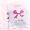 Gift Wrap Design Wholesale 100pcs/lot 20*25cm Pink Sweet Love Packaging Bags For T-shirt Plastic Shopping With Dot Bow1