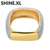 Hip Hop Mes Ringar Två Tone Plated Micro Paved Zircon Charm Finger Ringar Storlek 7-12 Drop Shipping