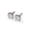 Unisex Men Women Earrings Studs Gold Silver Colors Big Bling CZ Diamond Stud Earrings for Men Women Hip Hop Jewelry