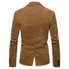 Męskie Designer Kurtki V Neck Z Długim Rękawem Męskie Sztruks Blazer Moda Pojedynczy Przycisk Solid Color Mens Garnitury Kurtka