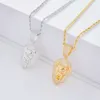 Fashion-Head Diamonds Pendant Halsband för män Kvinnor Lyx Lion Animal Pendants 18K guldpläterad koppar Zircon halsband smycken gåvor