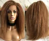 Perruques Celebrity Wig Lace Front Wig Kinky Straight Blonde Couleur # 30 10A Grade Européenne Vierge Remy Cheveux Humains Full Lace Perruques pour Noir Wo