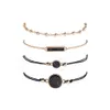 Biżuteria Hot Moda Black Stone Bransoletka Zestaw Bransoletka Bohemian Square Multilayer Bransoletki 4 sztuk / zestaw S301