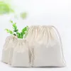 15x20cm 50pcs lot White Cotton Plain Drawstring Pouch Christmas Sack Bag Home Decor Gift Bags Candy Organizer Drop 1896