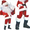 Weihnachten Männer Santa Claus Kostüm für Erwachsene Cosplay Kleidung Velvet Dress Up Complete1