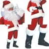 Christmas Men Santa Claus Costume Adult Cosplay Attire Velvet Dress Up Complete1