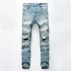 Erkekler Sıkıntılı Ripped Skinny Jeans Moda Tasarımcısı Erkek Jeans İnce Motosiklet Moto Biker Erkek Denim Pantolon Hip Hop Erkekler Jeans