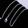 2MM 925 sterling silver Plated box chain 16 18 20 22 24 inch MC09 free shipping 925 silver plate Lobster Clasps Smooth Chains Necklace