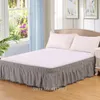 Pompom Fringe Bed Skirt Ruffle Elastic Bed Wrap Around Bedskirt Easy On/Off 16inch Drop White Black Gray Twin Full Queen King Y200423