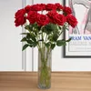 Single red velvet rose artificial flowers wholesale lover's Gifts Valentine Wedding Party Favor Decoration Supplies LX1123