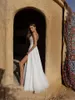 Asaf Dadush Boho Abiti da sposa sexy Scollo all'americana Pizzo bohemien Abito da sposa in chiffon spaccato Una linea Abiti da sposa da spiaggia Robe De Mariee