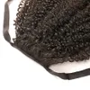 Kinky encaracolado rabo de cavalo 100% cabelo humano com cordão de-cavalo com grampos em For Women Ribbob envolve virgem brasileiro do cabelo de Remy 1 Parte