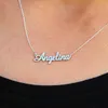 Handmade vintage personalizado script nome colar mulheres meninas melhor presente personalizar nomeplate iniciar letra letras jóias