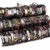 Commercio all'ingrosso Bulk stili sacco metallo miscela di cuoio bracciale bracciali delle donne degli uomini dei regali del partito gioielli (Colore: multicolore)
