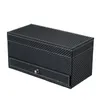 4 Grids PU Leather Jewelry Watch Casket with Drawer Organizer Box Holder