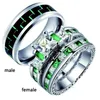 Ensemble de couples Anneaux Zircon 18K White Gold rempli S925 Silver Women039S Anneaux de mariage Men039s Titanium Steel Ring Jewel7977401