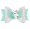 Nouveaux enfants cheveux arcs accessoires ensembles paillettes licorne angle aile conception arc boutique accessoire cheveux barrettes filles épingle à cheveux ensemble cheveux clips